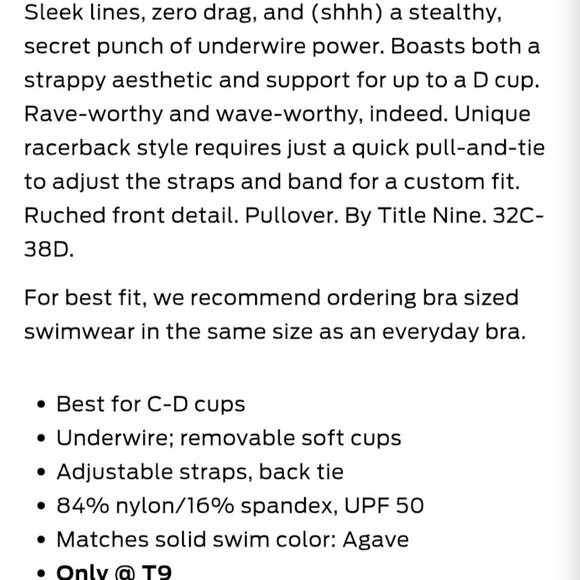 Title Nine Tidal Rave Underwire Agave Blue Floral Bikini Top Keukenhof 32C Swim - Picture 2 of 14